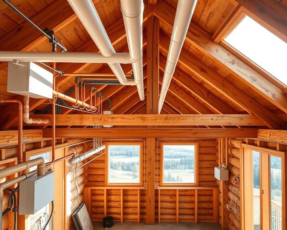 log cabin installation plumbing and electrical connections