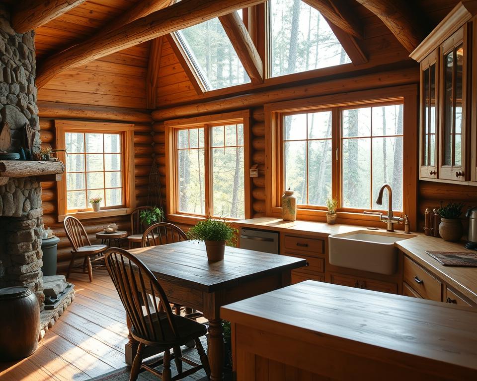 log cabin kitchen design